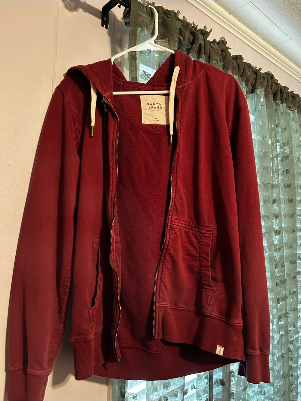 The Normal Brand Maroon Zip-Up Hoodie